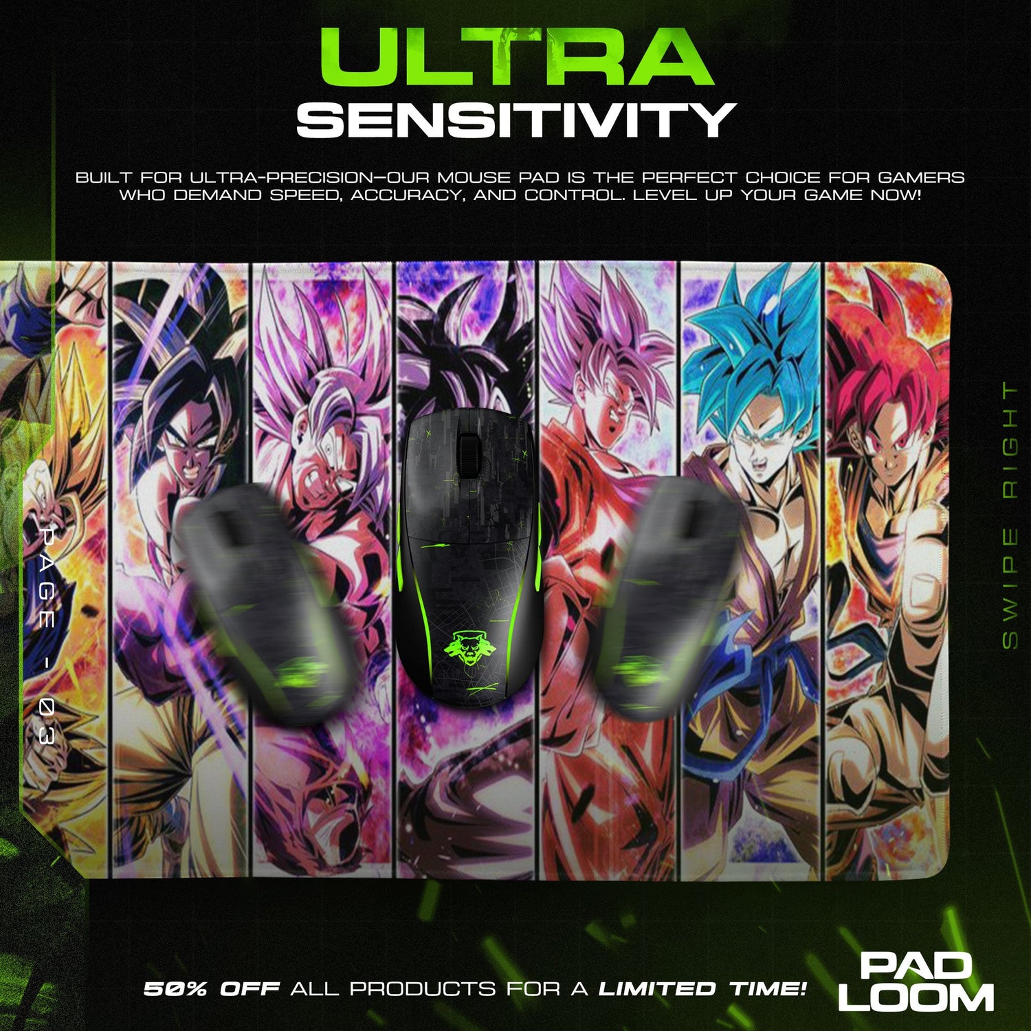 Son Goku Mouse Pad - Limit Breaker Anime Desk Mat Padloom