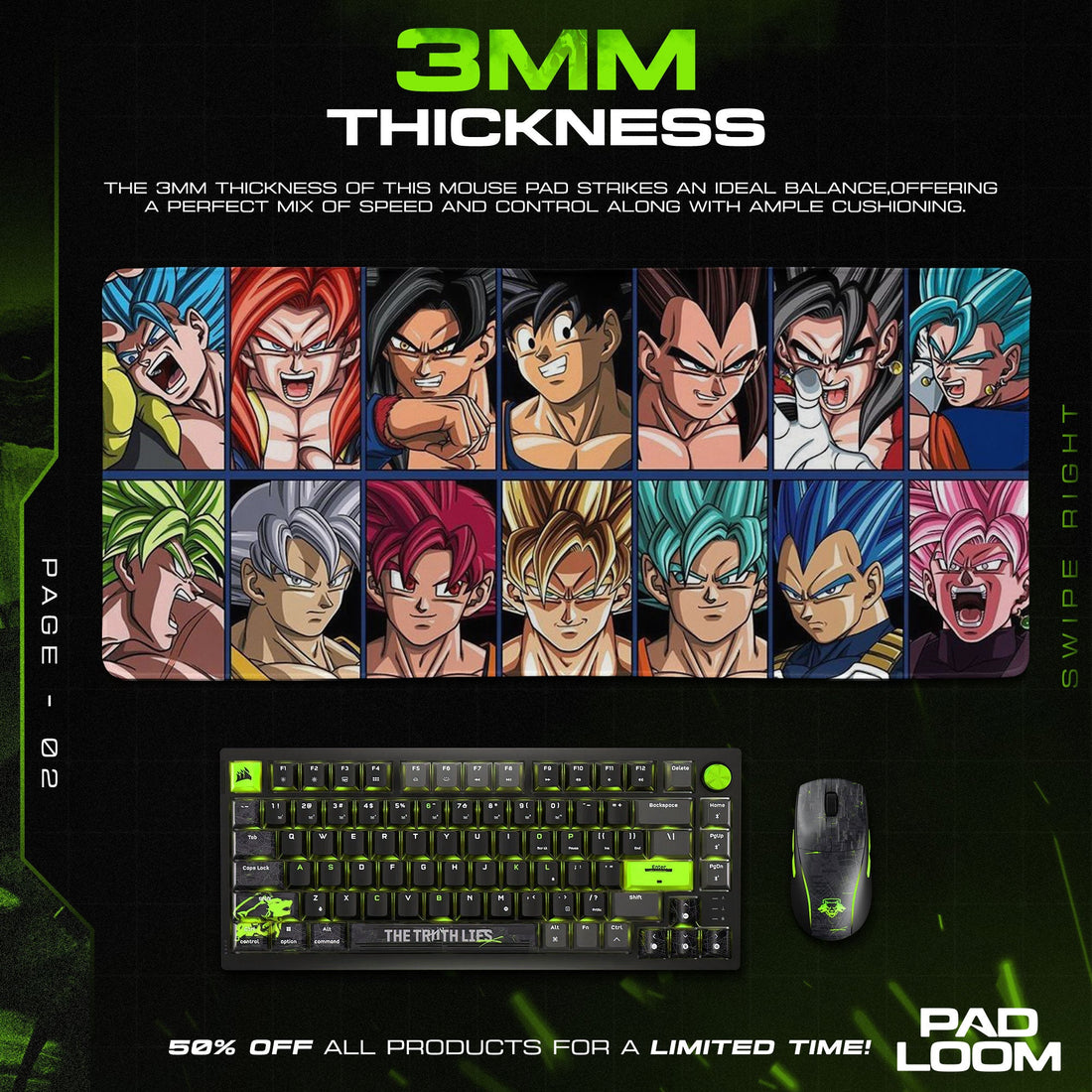 Son Goku Mouse Pad - Saiyan Legends Anime Desk Mat Padloom