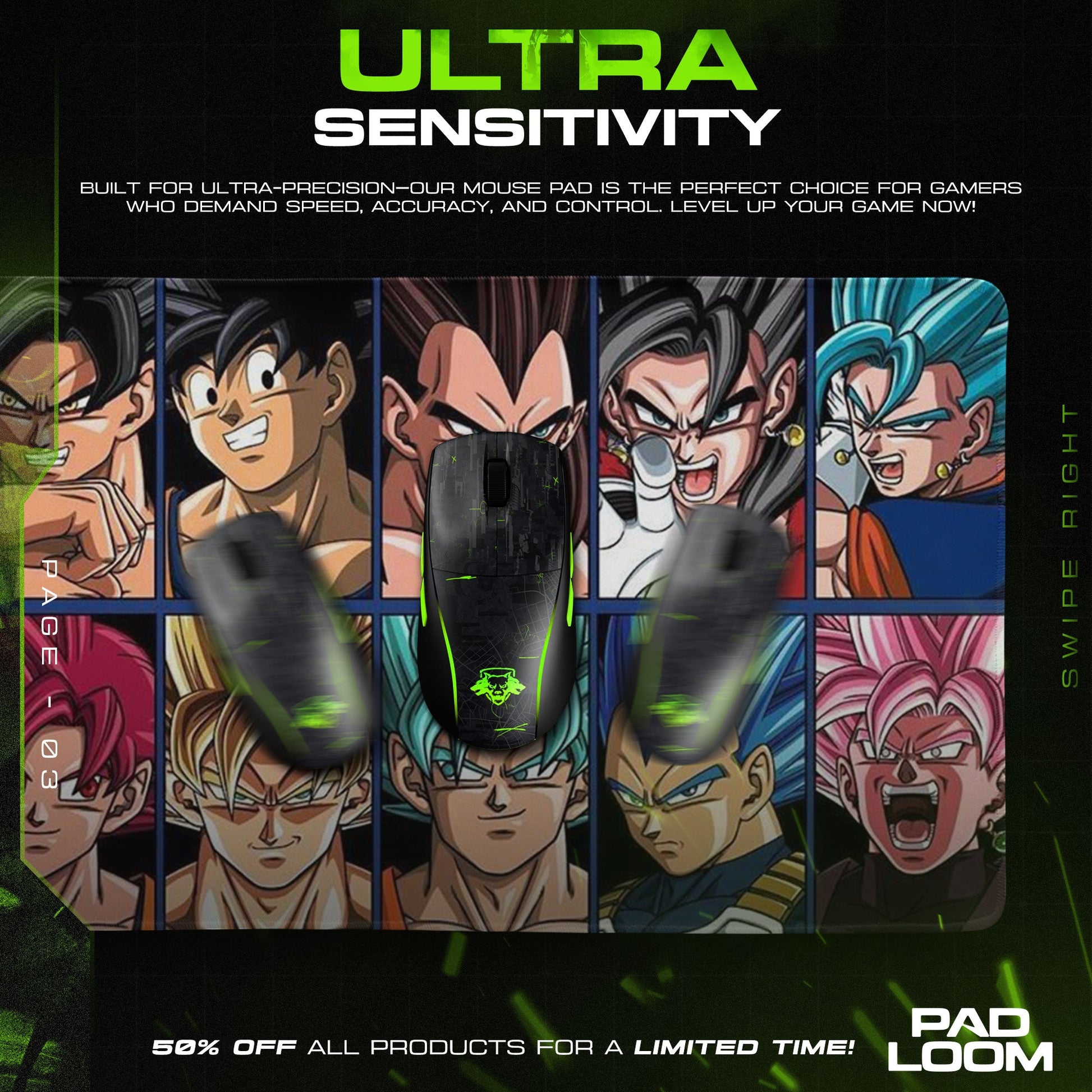 Son Goku Mouse Pad - Saiyan Legends Anime Desk Mat Padloom