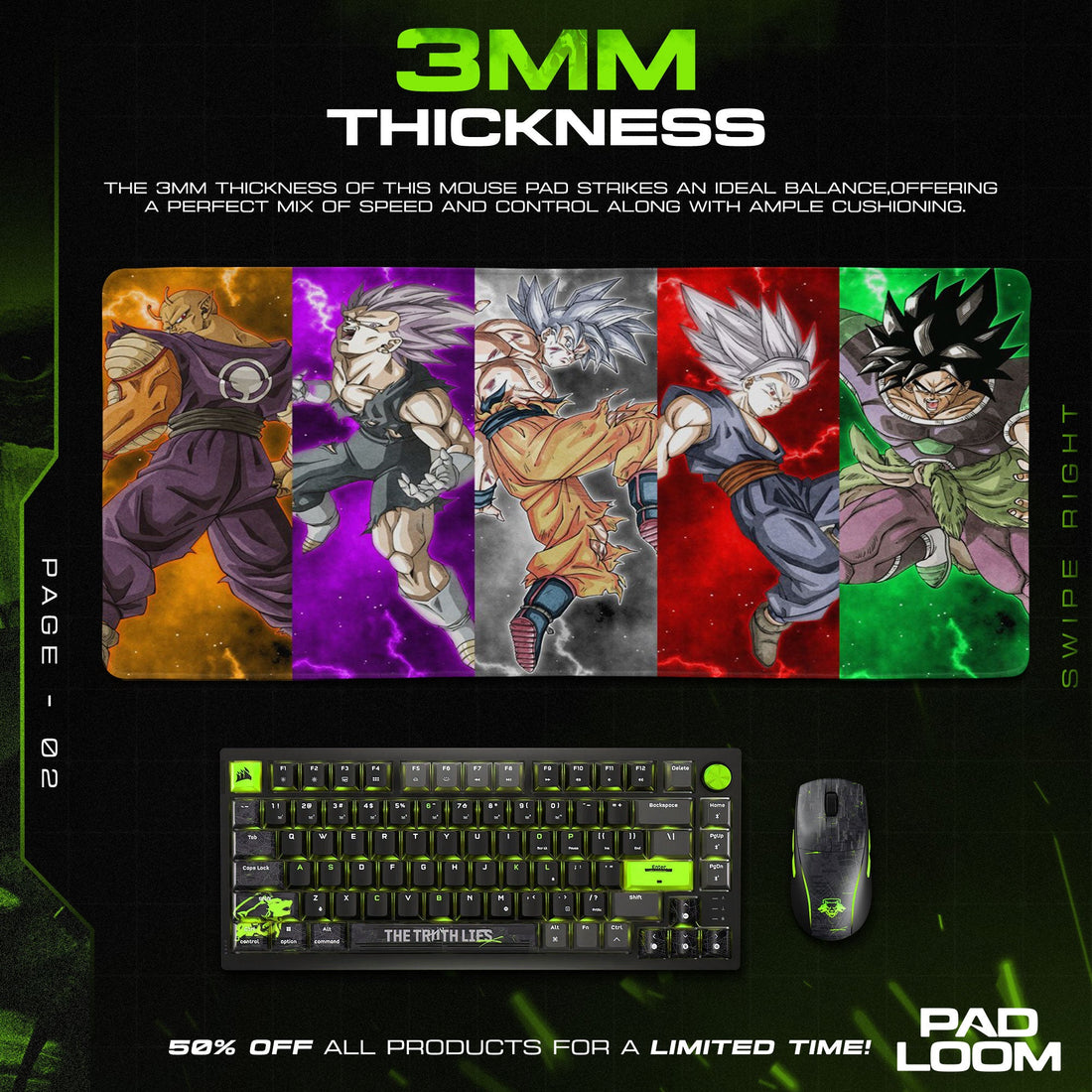 Son Goku Mouse Pad - Saiyan Power Anime Desk Mat Padloom