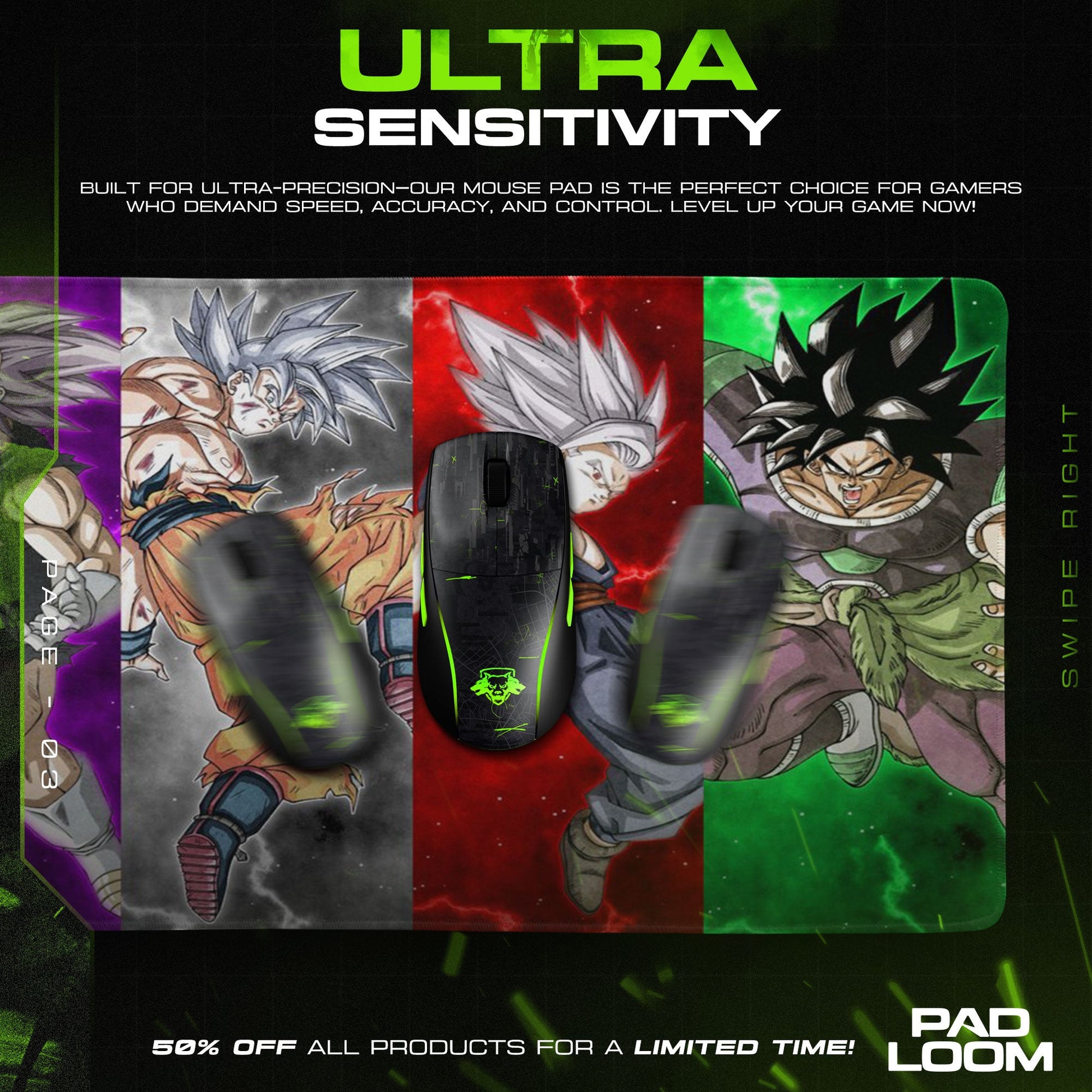 Son Goku Mouse Pad - Saiyan Power Anime Desk Mat Padloom