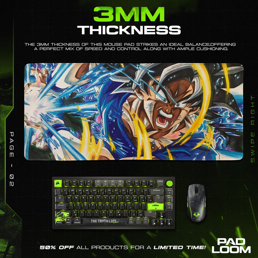 Son Goku Mouse Pad - Ultra Instinct Burst Anime Desk Mat Padloom