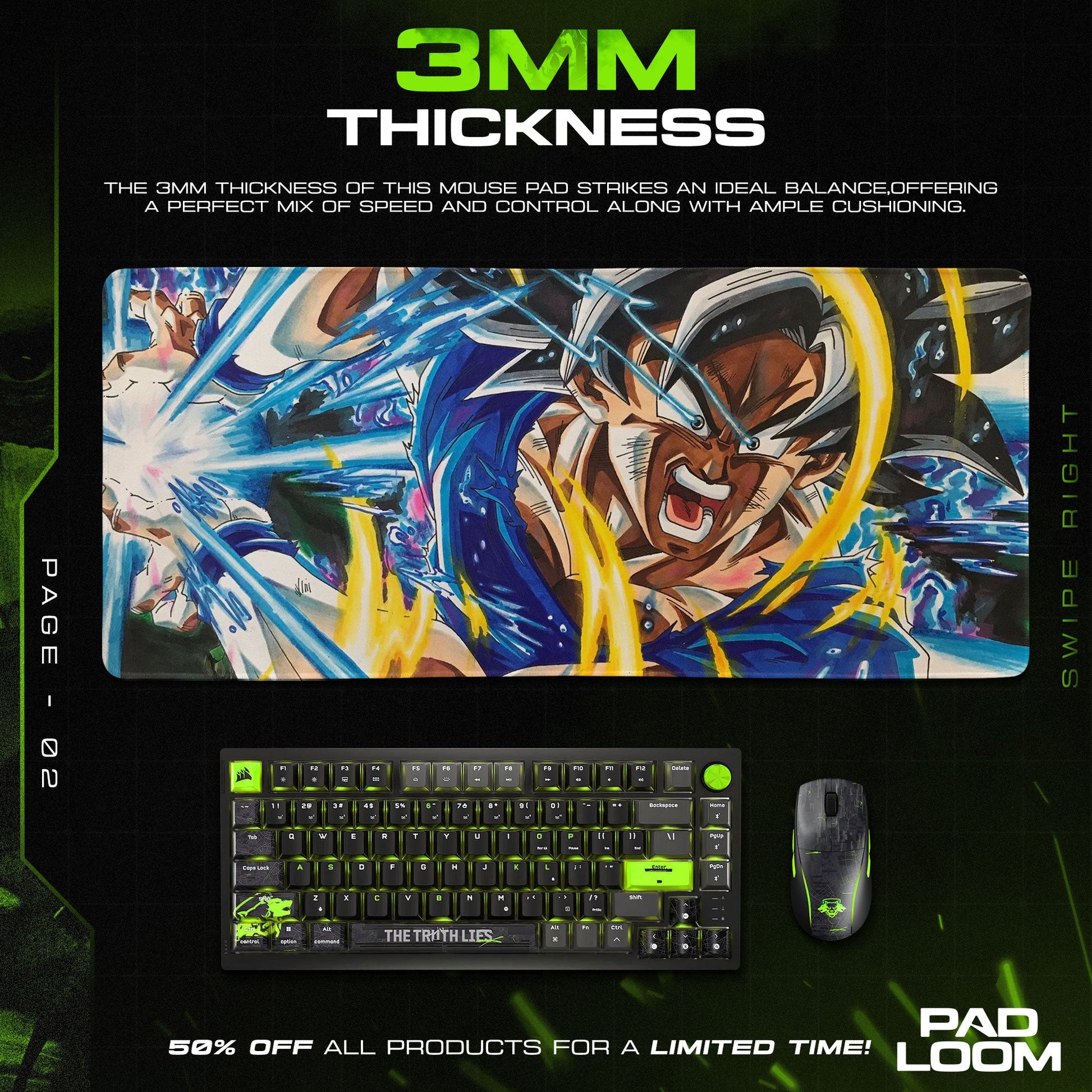 Son Goku Mouse Pad - Ultra Instinct Burst Anime Desk Mat Padloom
