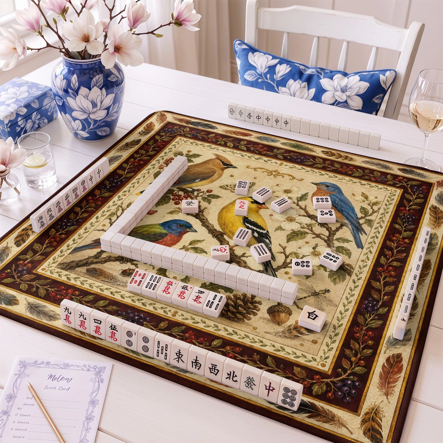 Songbird Perch mahjong mat – M (60x60 cm) and L (81x81 cm) sizes