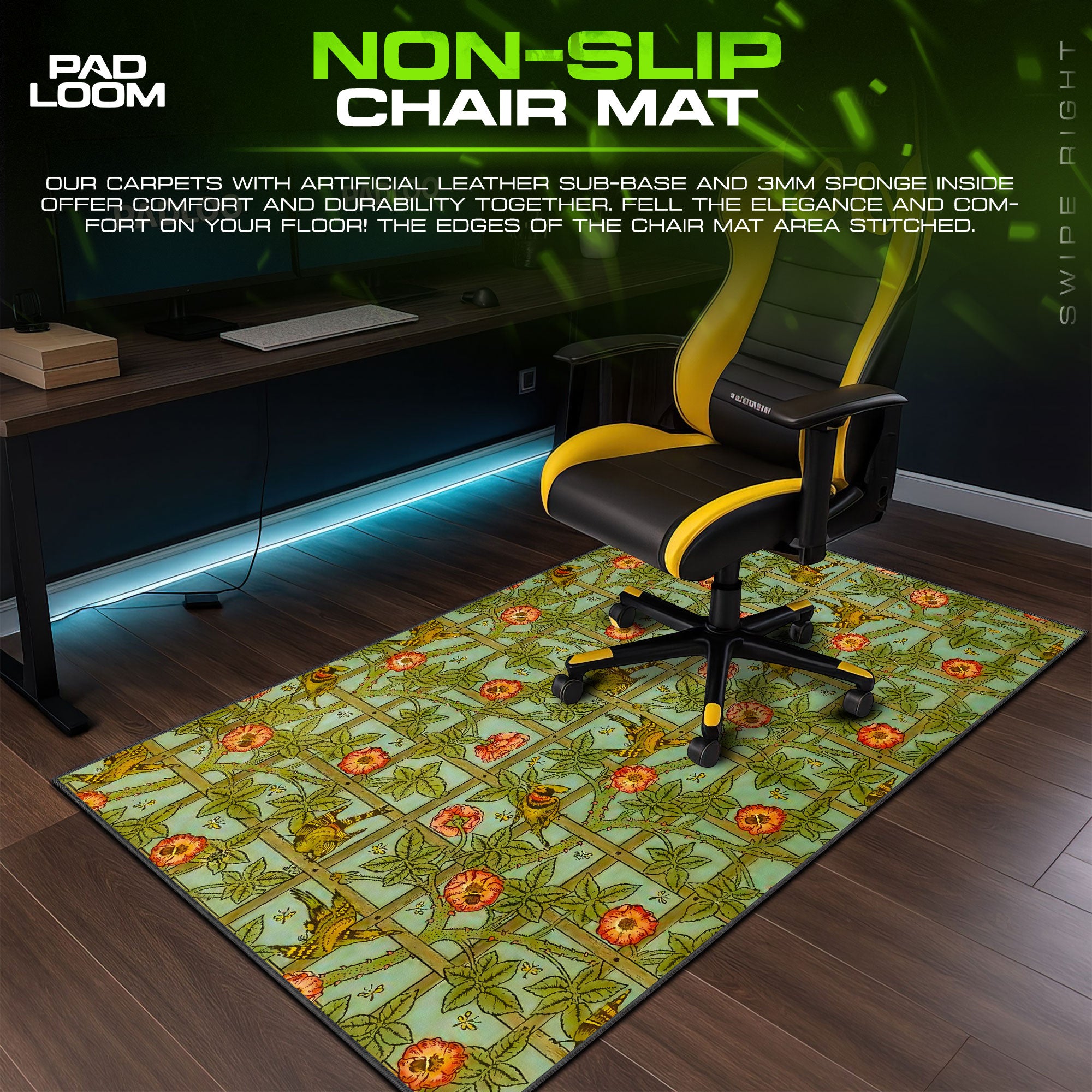 Songbird Trellis Mouse Pad, Vintage Garden Gaming Desk Mat