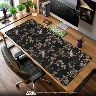 Songbirds Mouse Pad, Floral Branch Gaming Desk Mat