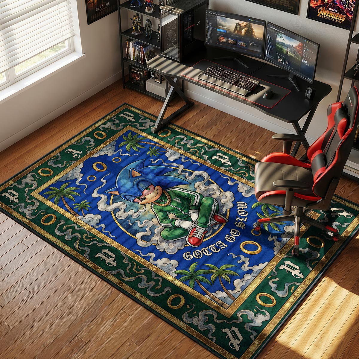 Sonic Hedgehog Gotta Go Slow Chill Hypebeast Floor rug — main product view