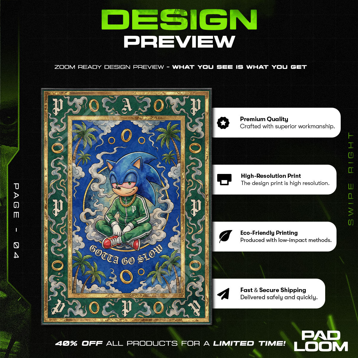 Floor character design printed on rug