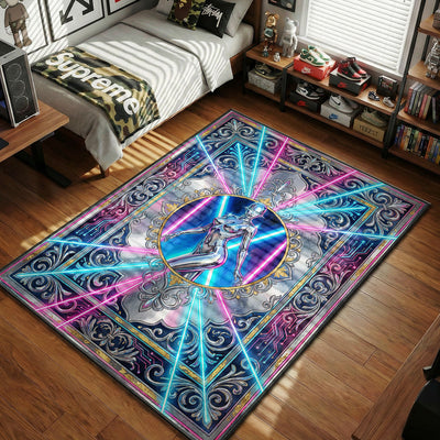 Sorayama Chrome Robot Rug - Cyberpunk Floor Mat Decor