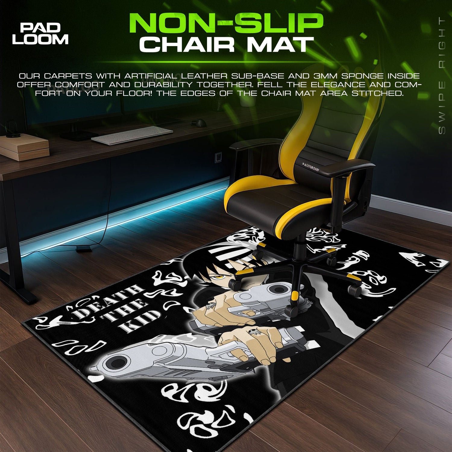 Soul Eater Death the Kid Guns Mouse Pad, Anime Gaming Desk Mat Padloom