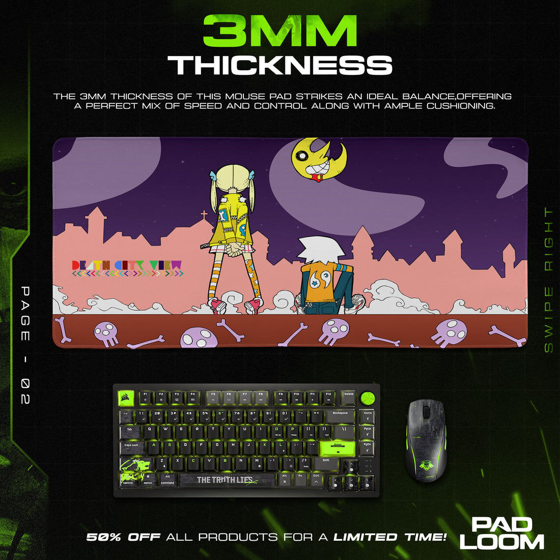 Soul Eater Maka and Soul Moon Mouse Pad, Anime Gaming Desk Mat