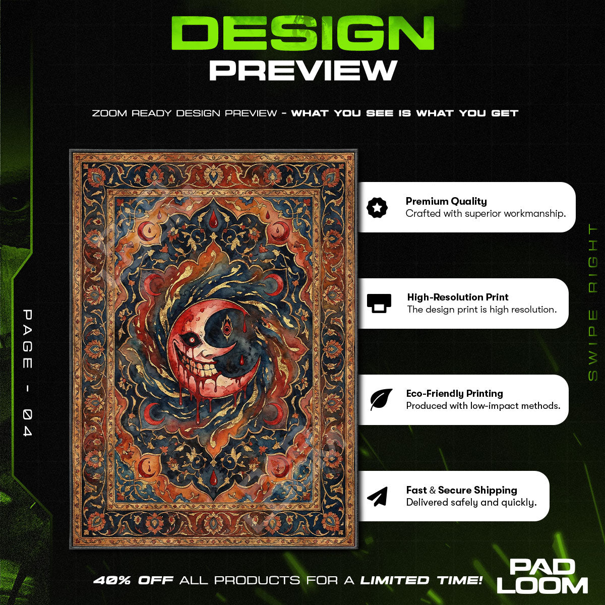 Chair character design printed on rug