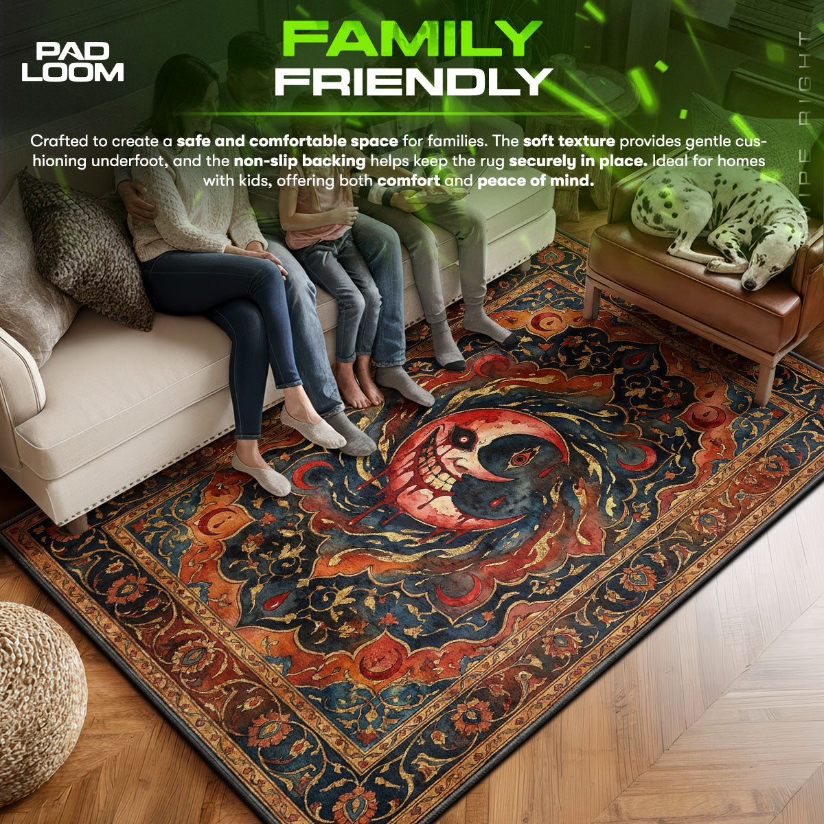 Soul area rug showing full home decor artwork
