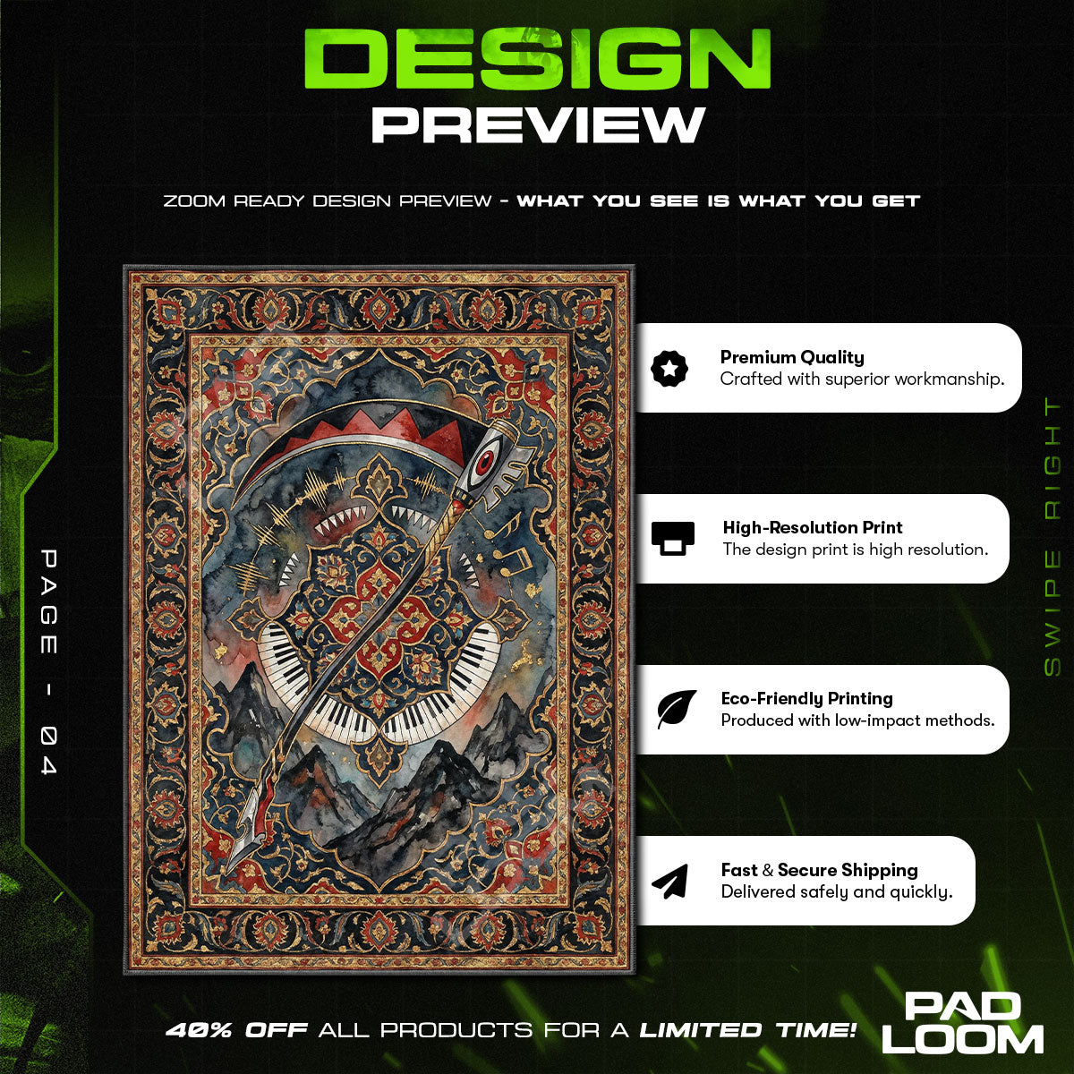 Chair character design printed on rug