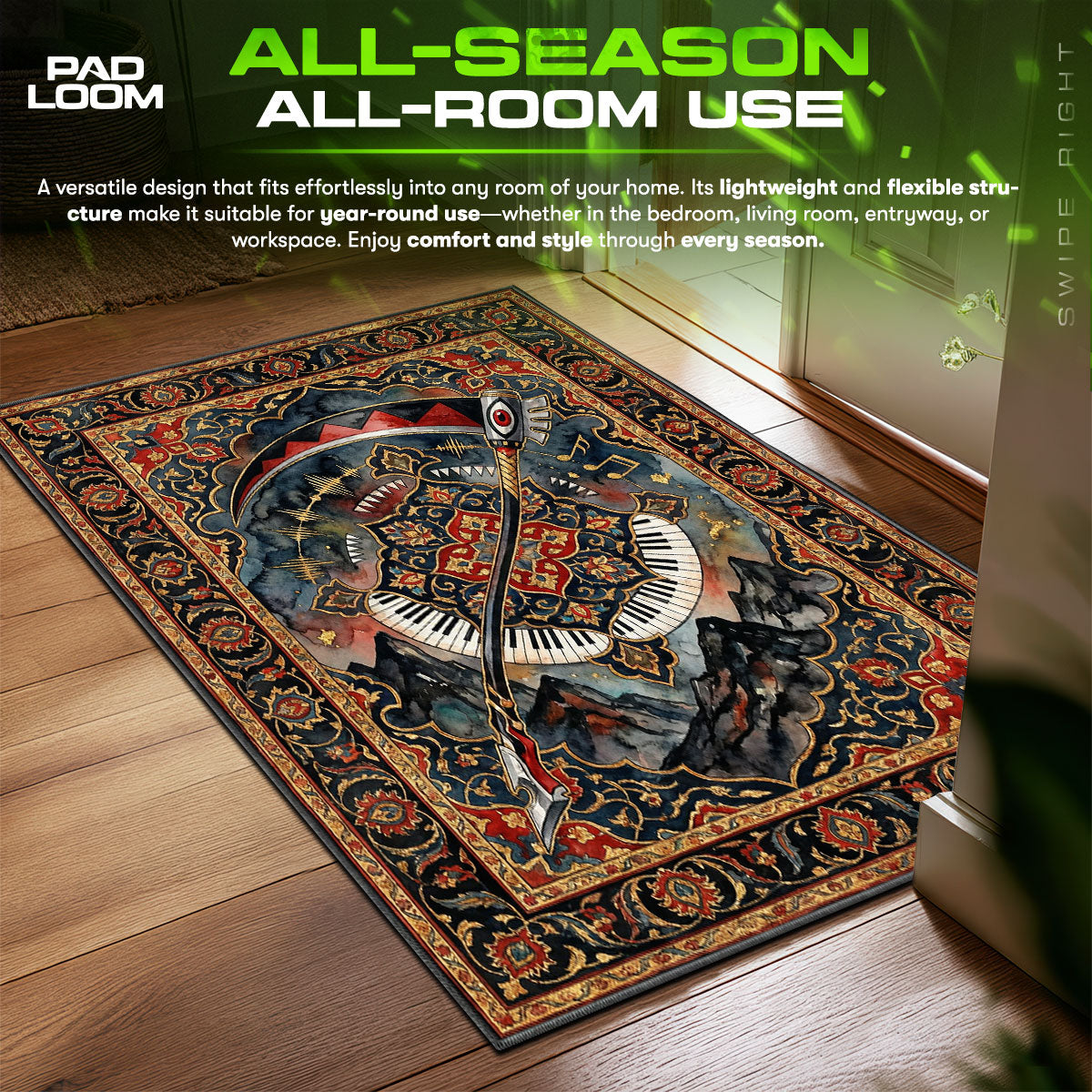 Soul Eater Scythe Piano Soul Eater Chair fan rug — premium quality print