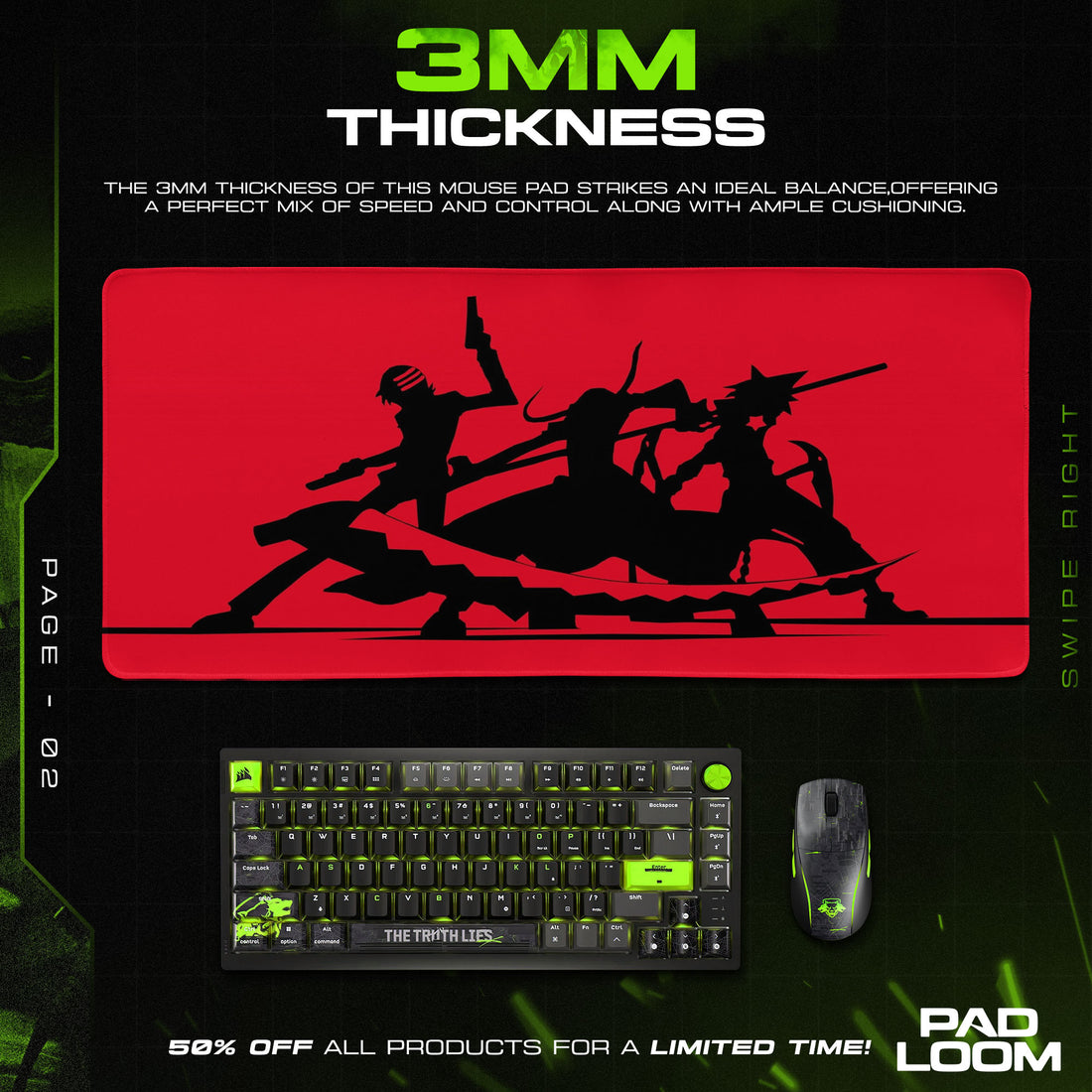 Soul Eater Trio Silhouette Mouse Pad, Anime Gaming Desk Mat