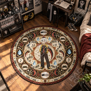 Soul Evans Piano Soul Eater round rug on a bedroom floor - Soul Eater chair mat