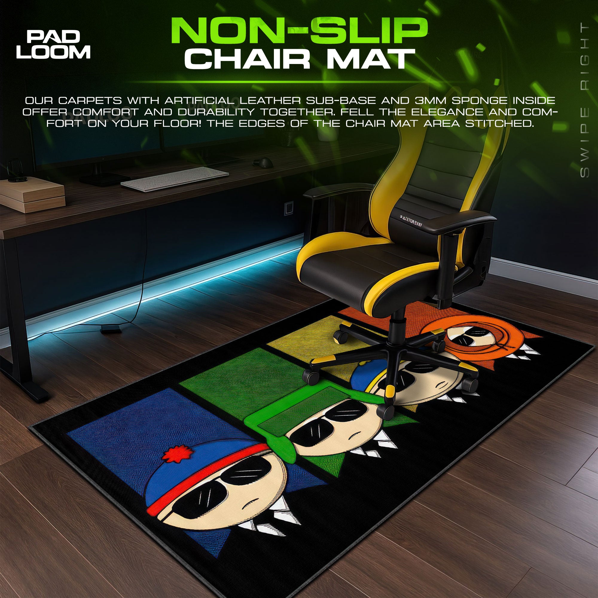 South Park Cool Squad Mouse Pad, Cartoon Gaming Desk Mat