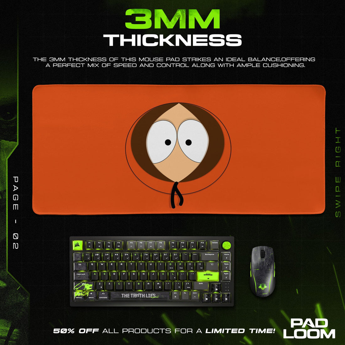 South Park Kenny Mouse Pad - Minimalist Chaos Gaming Desk Mat Padloom