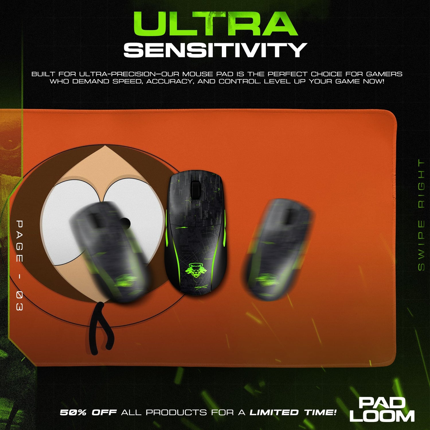 South Park Kenny Mouse Pad - Minimalist Chaos Gaming Desk Mat Padloom