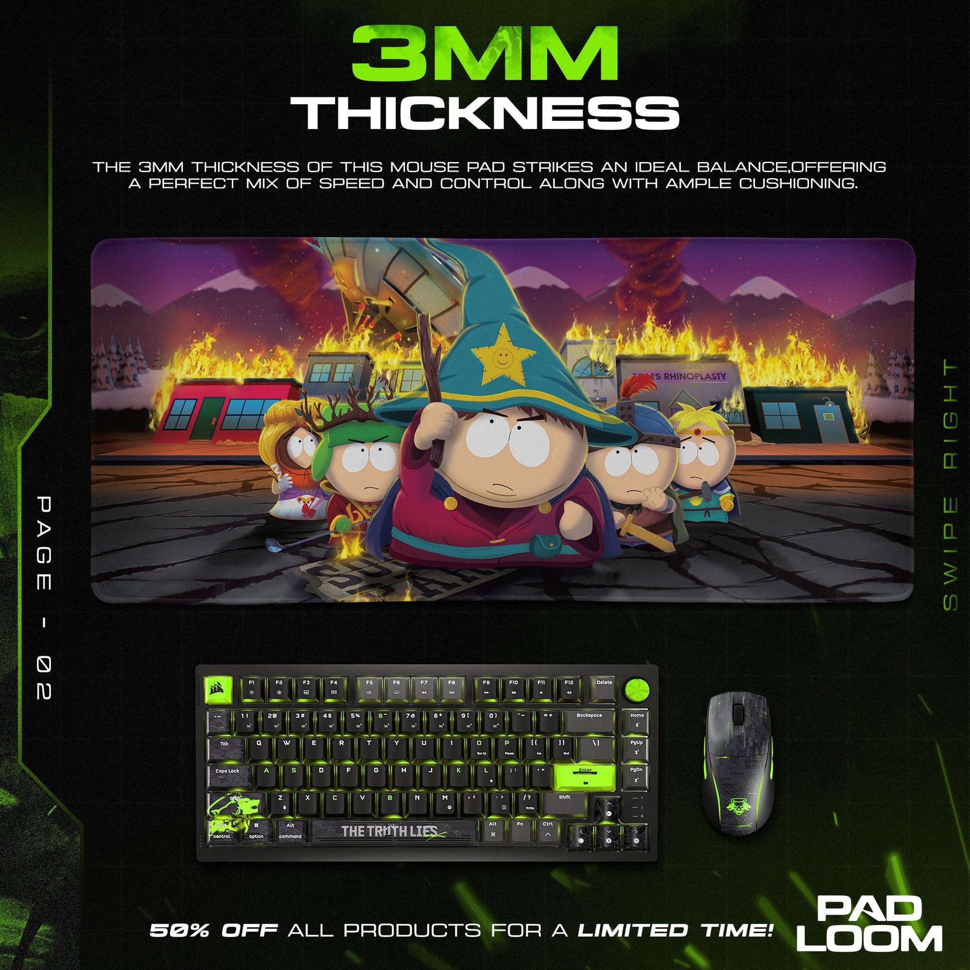 South Park Wizard Mouse Pad - Fantasy Chaos Gaming Desk Mat Padloom