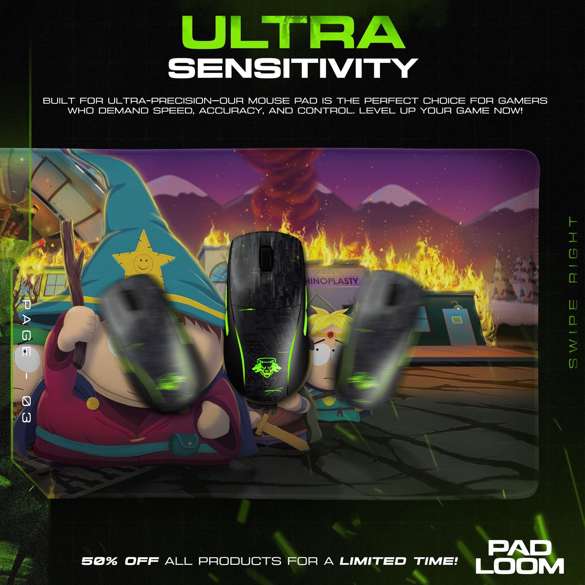 South Park Wizard Mouse Pad - Fantasy Chaos Gaming Desk Mat Padloom