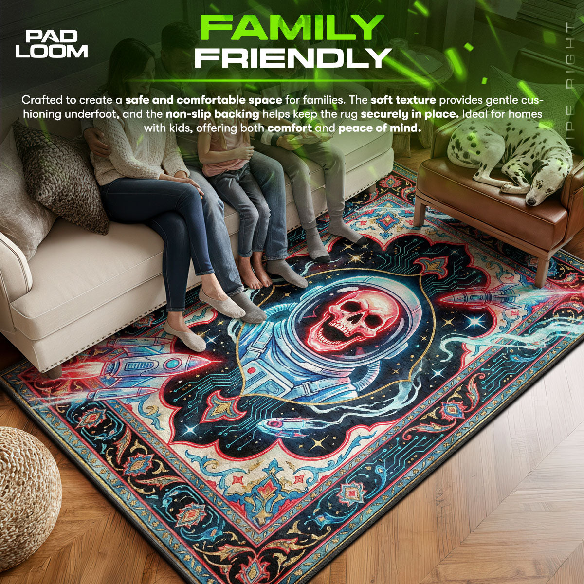 Area character design printed on rug