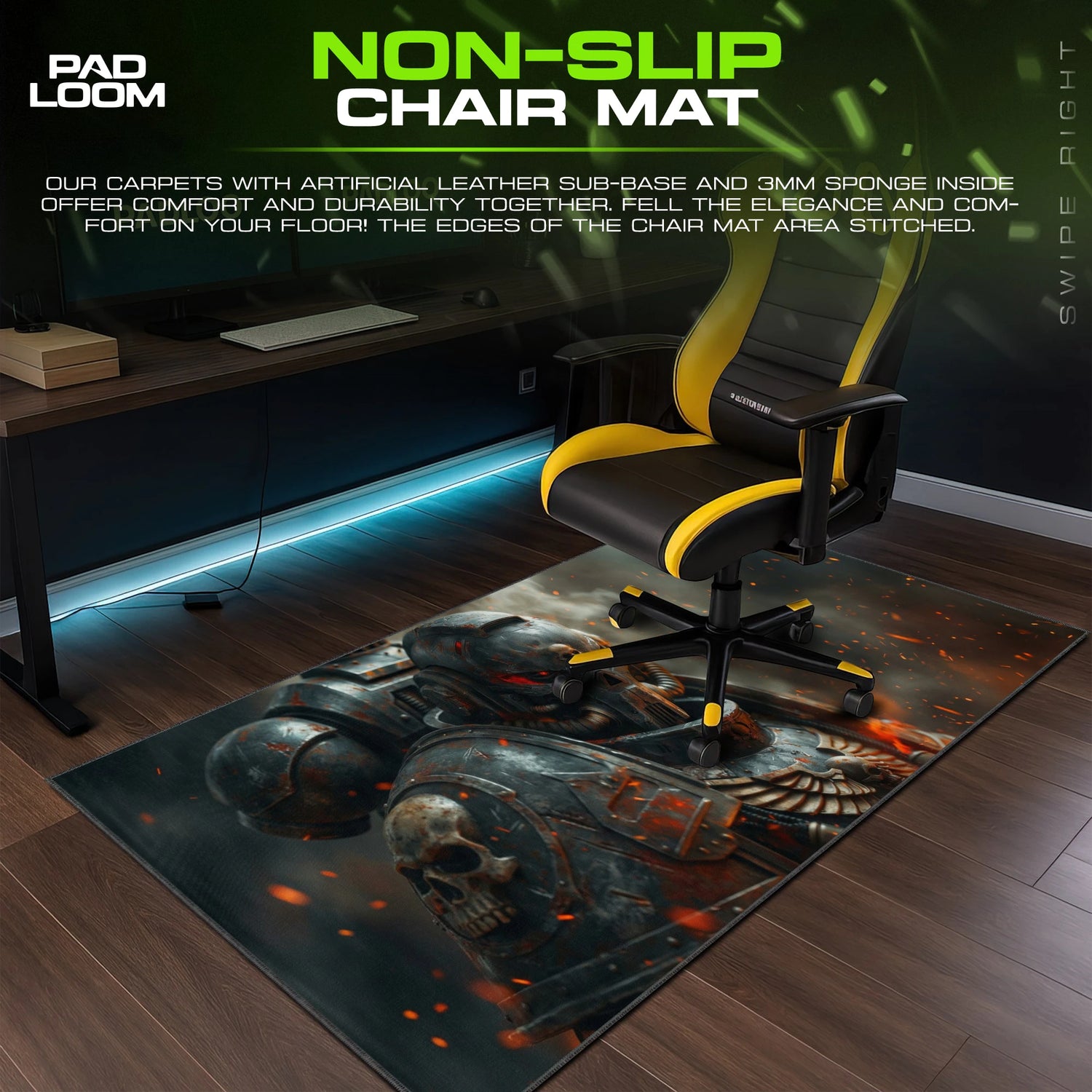 Space Marine Ashfall – stitched-edge, non-slip mouse pad detail