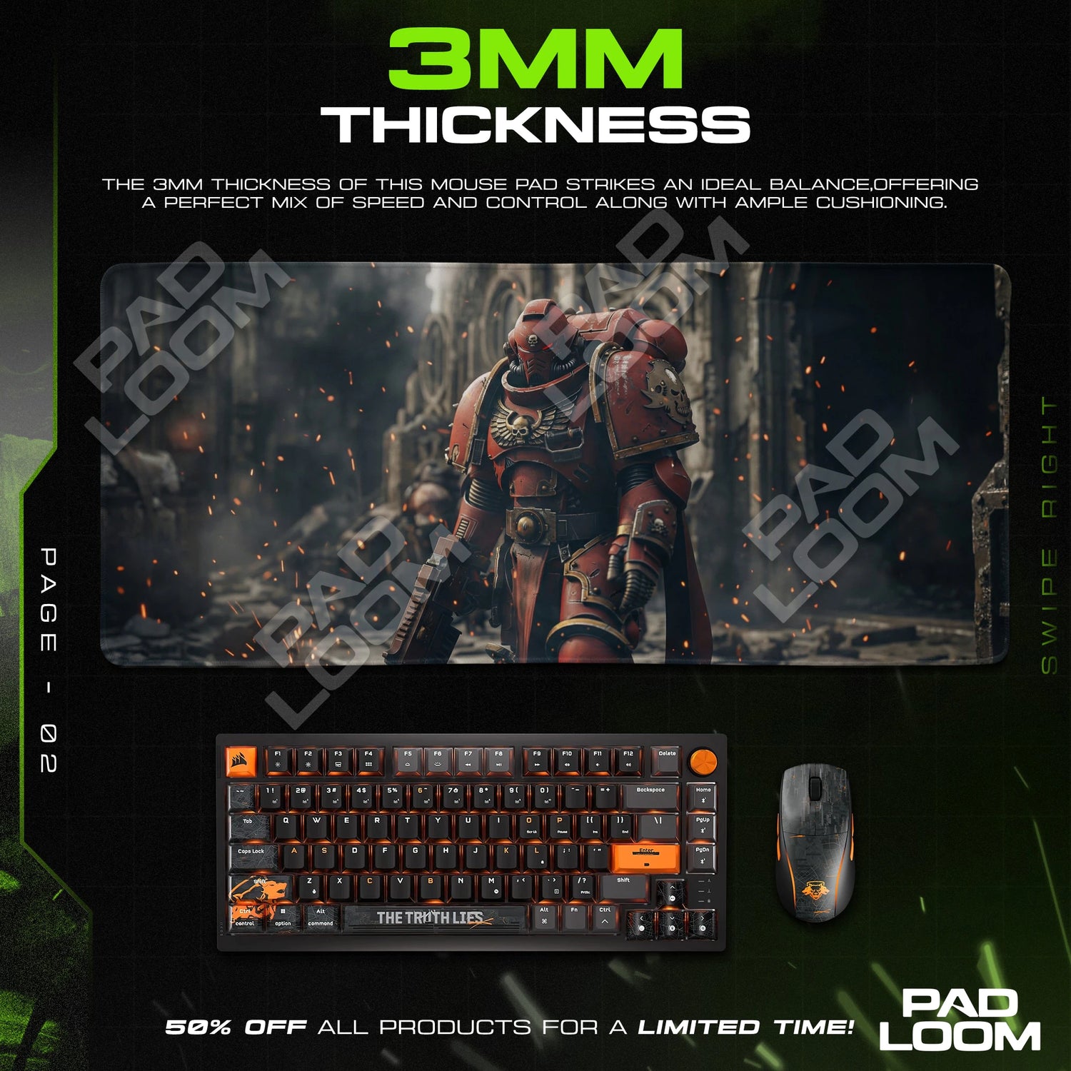 Space Marine Crimson Watch Mouse Pad - Warhammer Mat