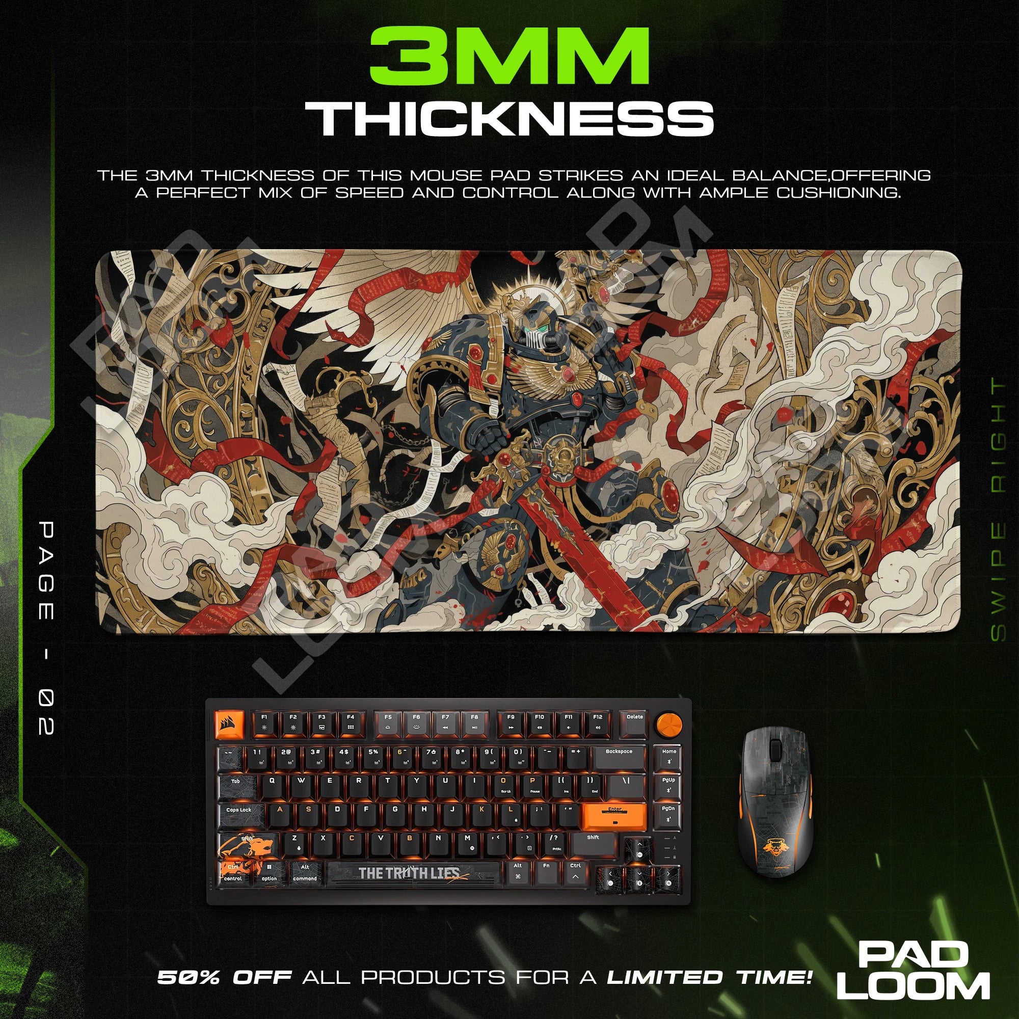 Space Marine Scroll Saint Mouse Pad - Warhammer Mat