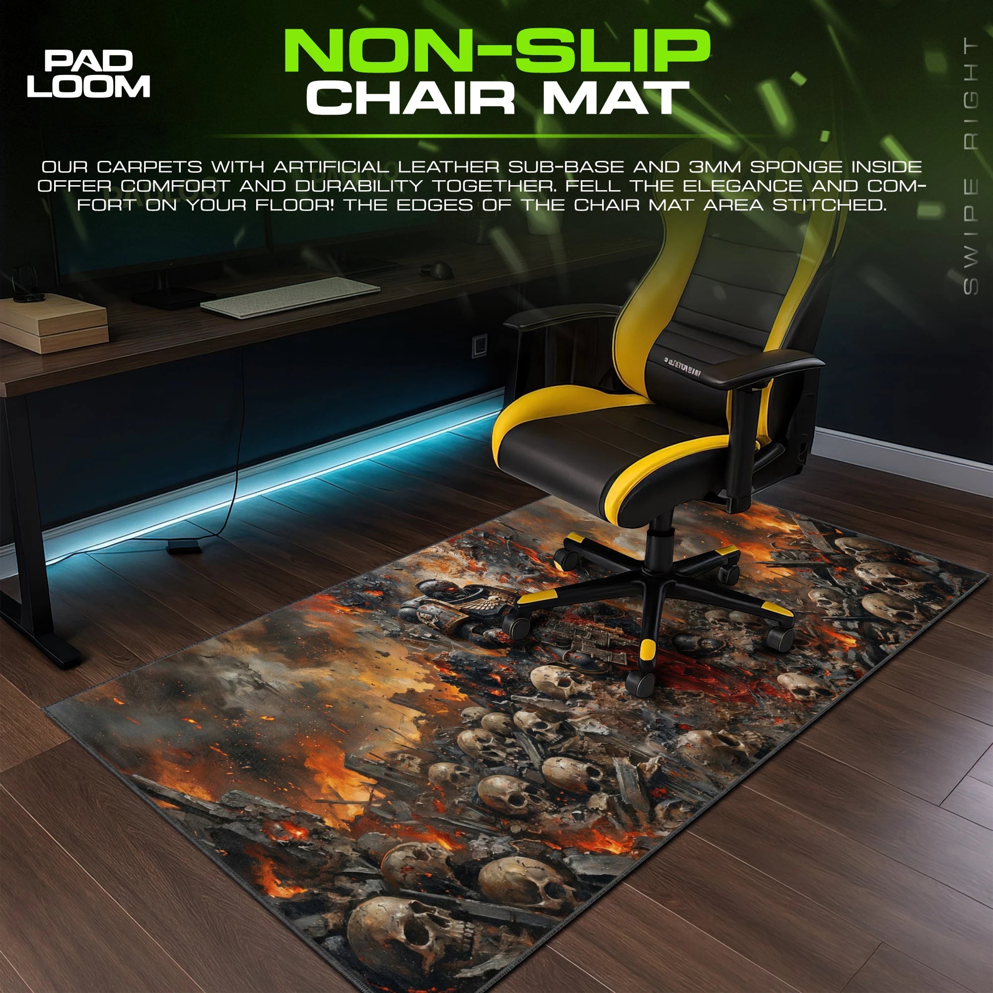Space Marine Skull Field – stitched-edge, non-slip mouse pad detail