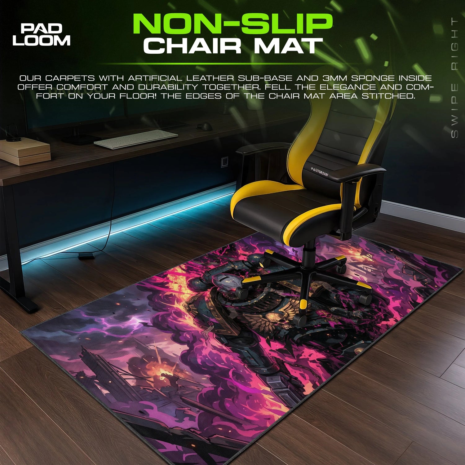 Space Marine Warpfire – stitched-edge, non-slip mouse pad detail