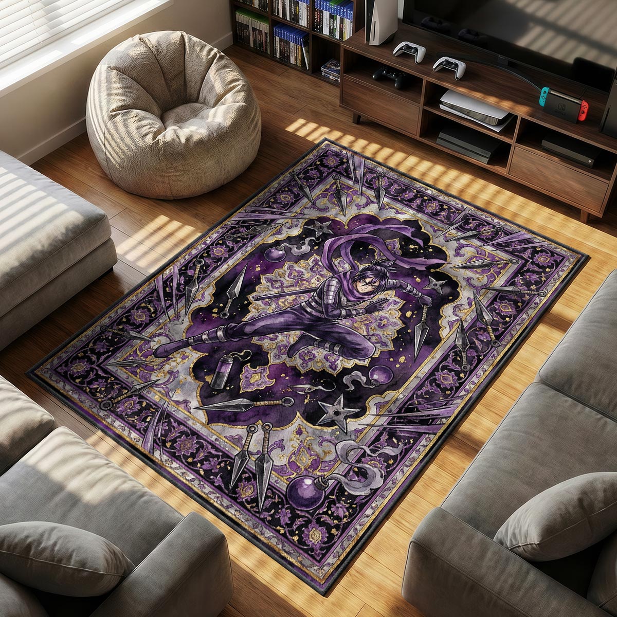 Speed o' themed area rug for home decor fans