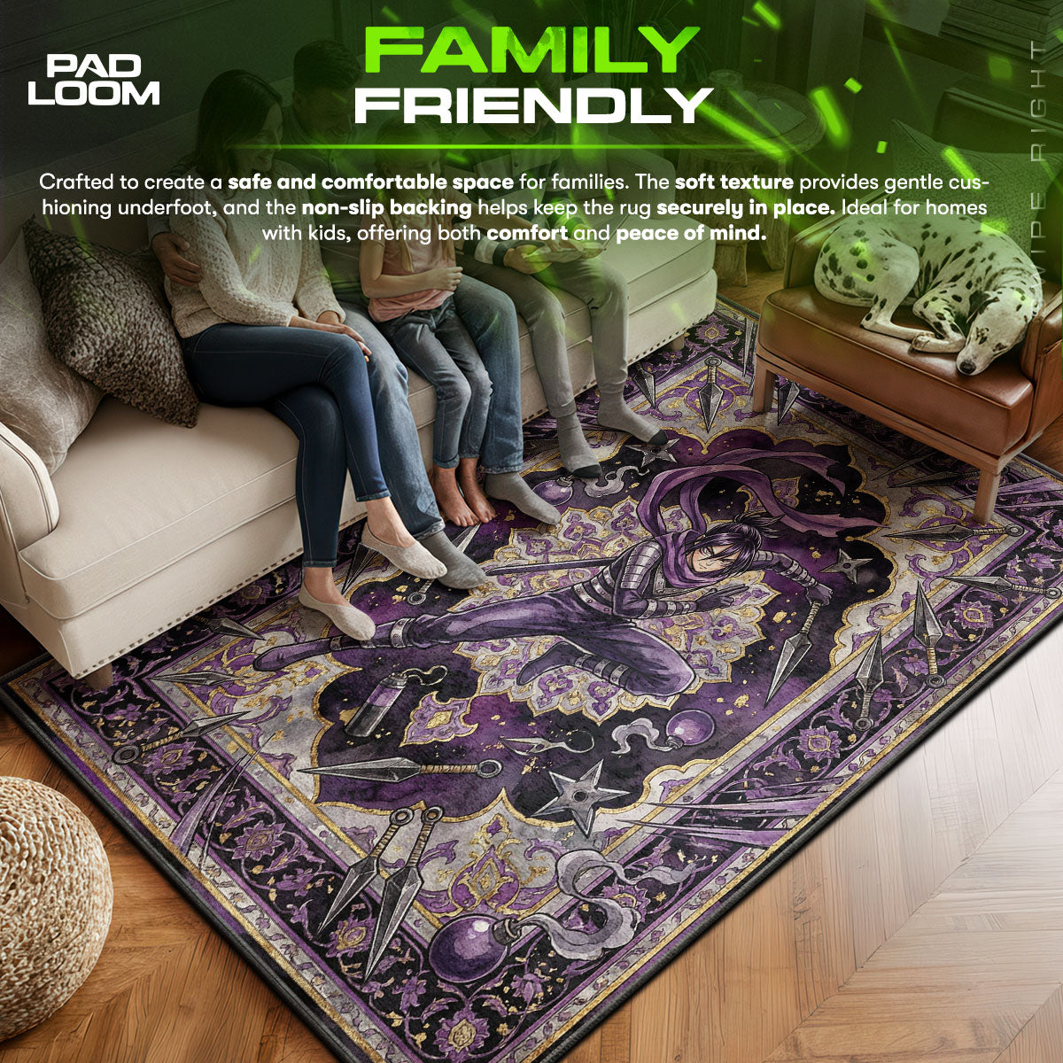 Speed area rug showing full home decor artwork
