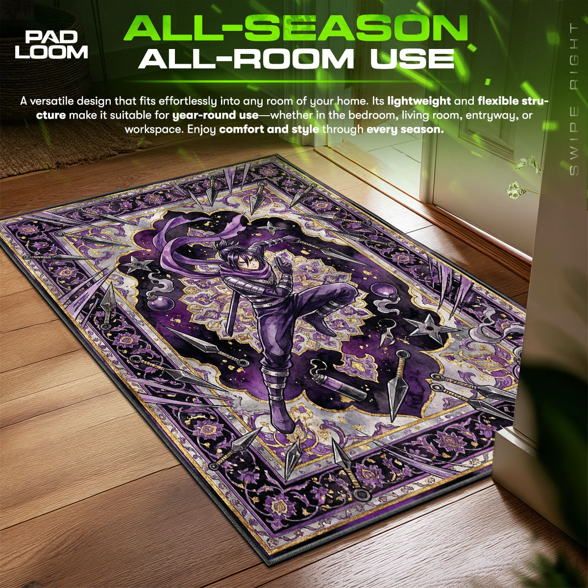 Speed o' Sound Sonic Ninja Strike One Punch Man Chair fan rug — premium quality print