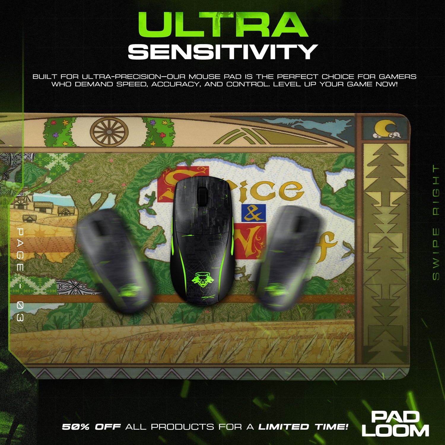 Spice and Wolf Mouse Pad - Medieval Map Anime Desk Mat Padloom