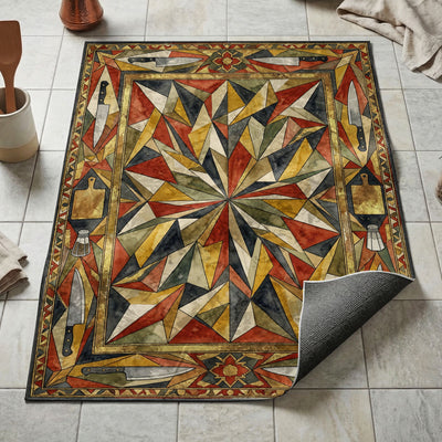 Spice Star Mosaic Rug — Warm Kitchen Floor Mat