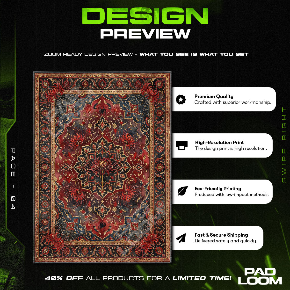 Spider Lily Gothic Rug - Tokyo Ghoul Chair Mat