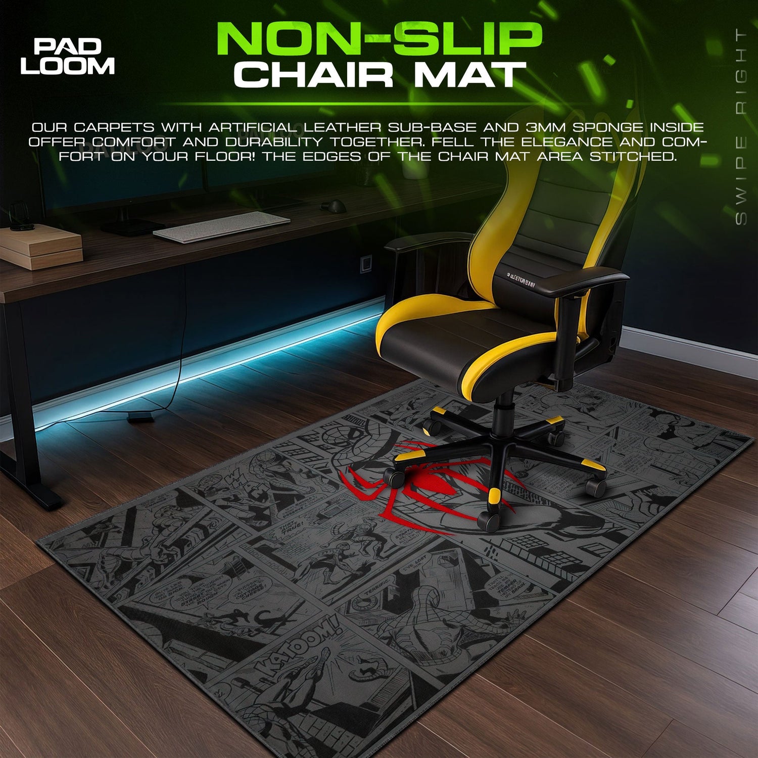 Spider-Man Comic Strip Mouse Pad, Heroic Gaming Desk Mat Padloom
