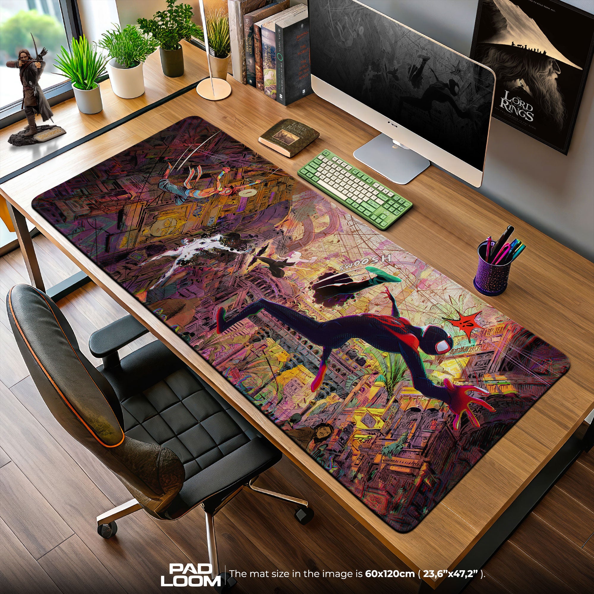 Spider-Man Miles Morales City Swing Mouse Pad, Cartoon Desk Mat