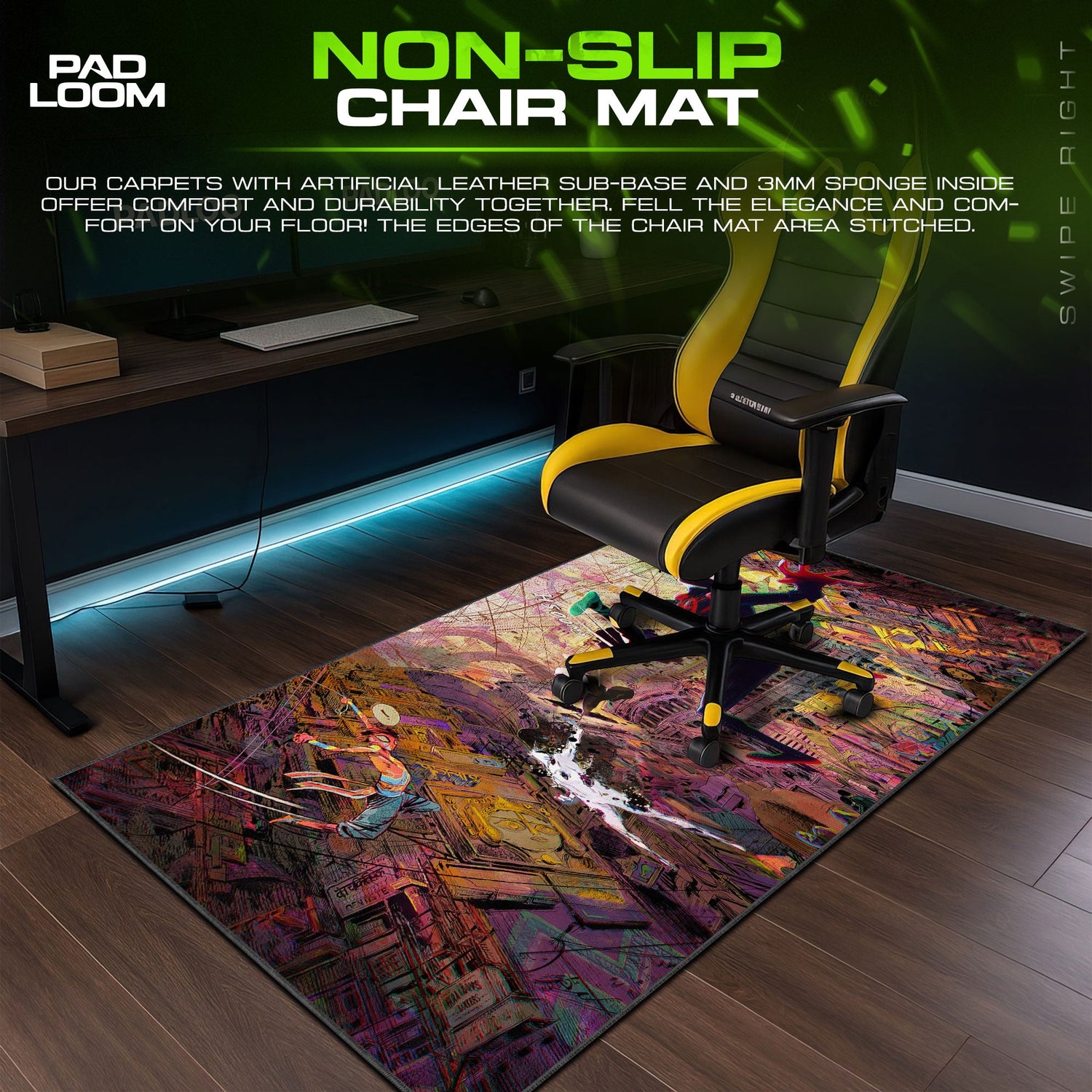 Spider-Man Miles Morales City Swing Mouse Pad, Cartoon Desk Mat Padloom
