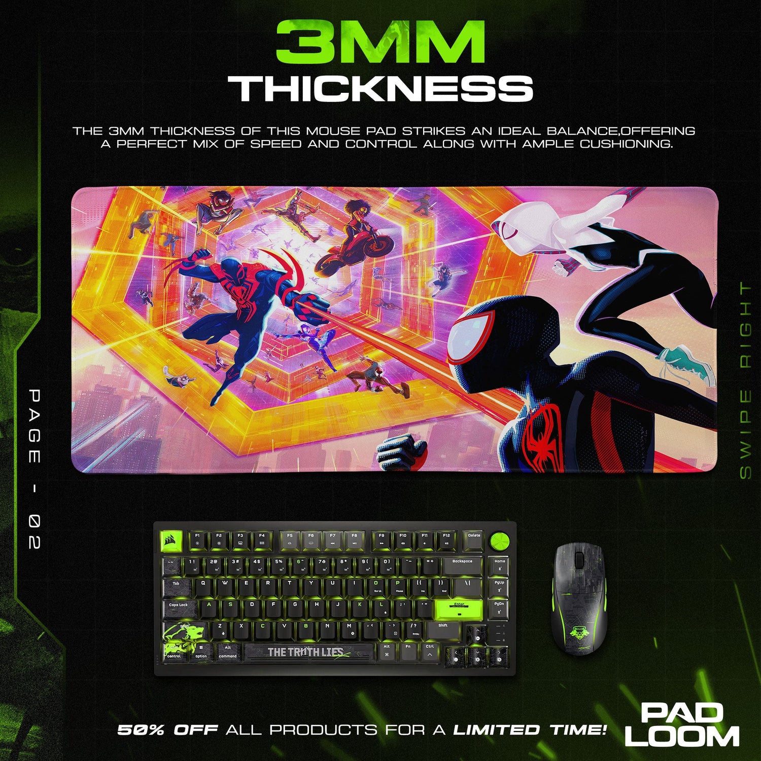 Spider-Man Mouse Pad, Across the Spider-Verse Desk Mat Padloom