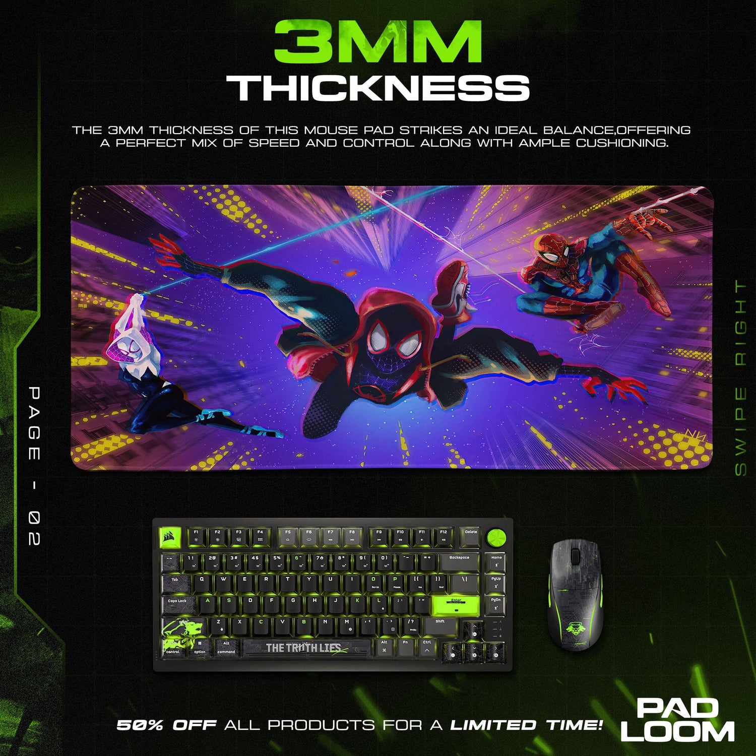 Spider-Man Mouse Pad, Into the Spider-Verse Gaming Desk Mat Padloom