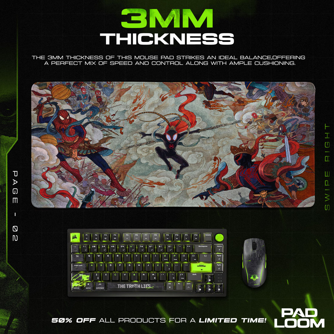 Spider-Man Mouse Pad, Multiverse Art Style Gaming Desk Mat