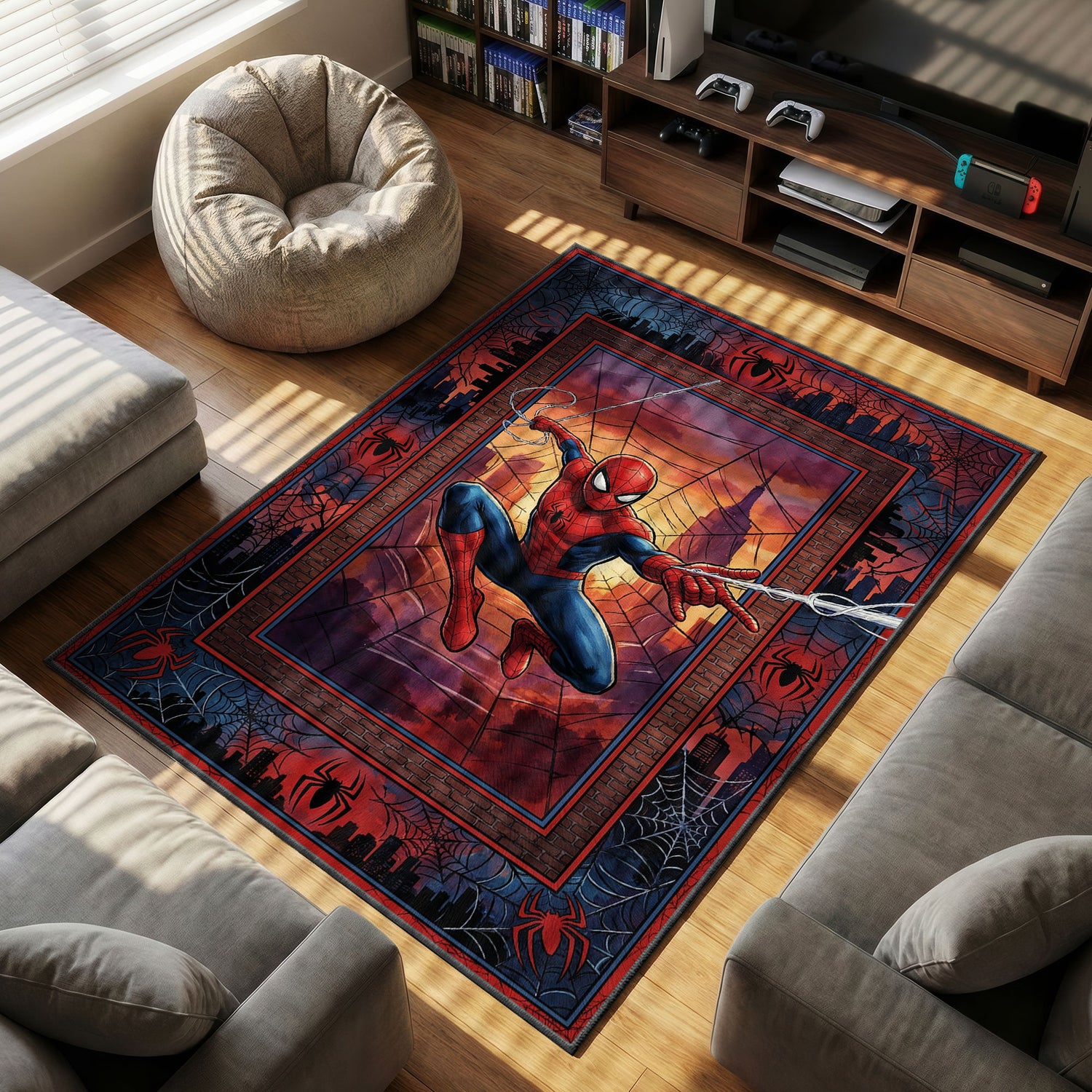 Spider-Man Sonnenuntergang Schaukelteppich - Marvels Spider-Man Stuhlmatte