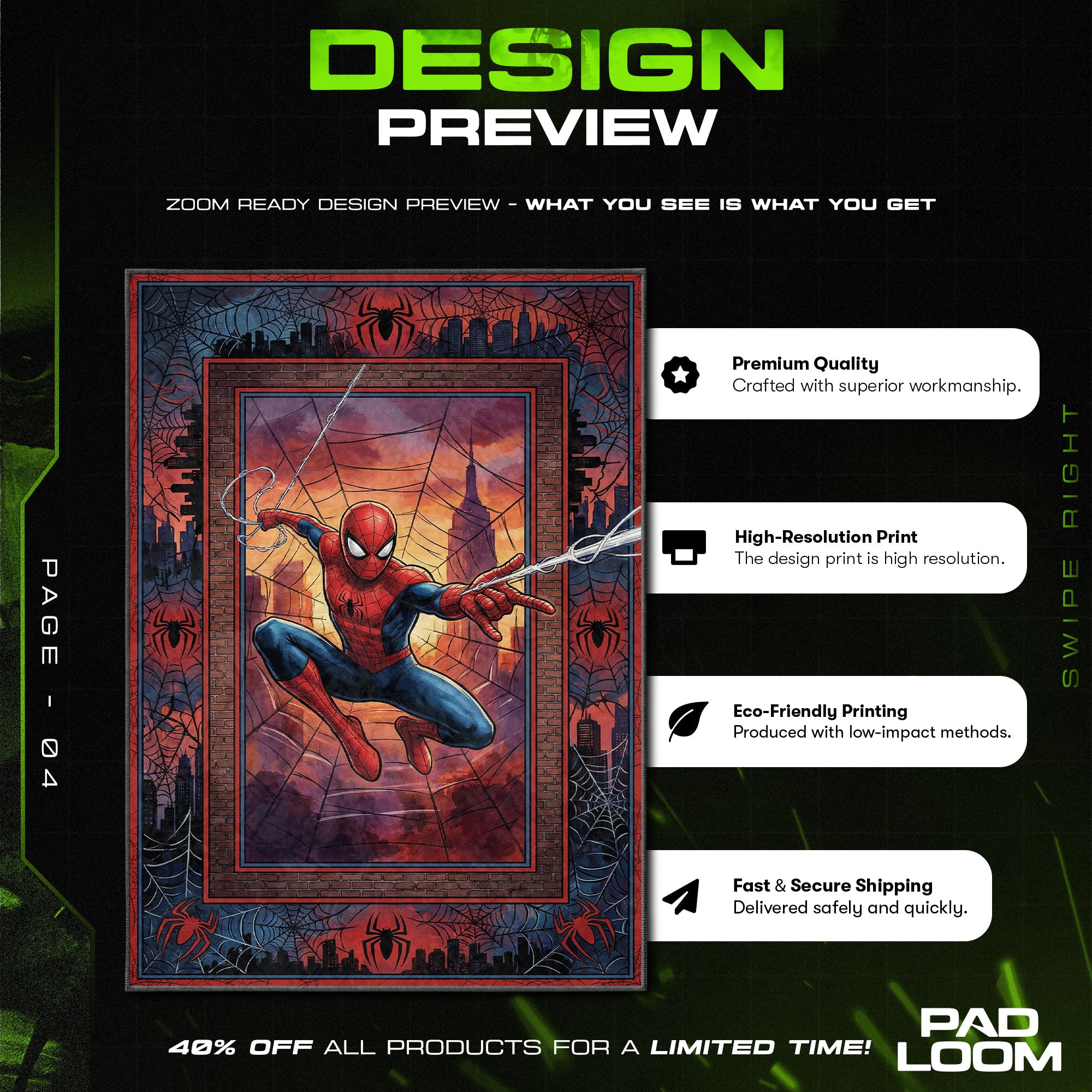 Spider-Man Sonnenuntergang Schaukelteppich - Marvels Spider-Man Stuhlmatte