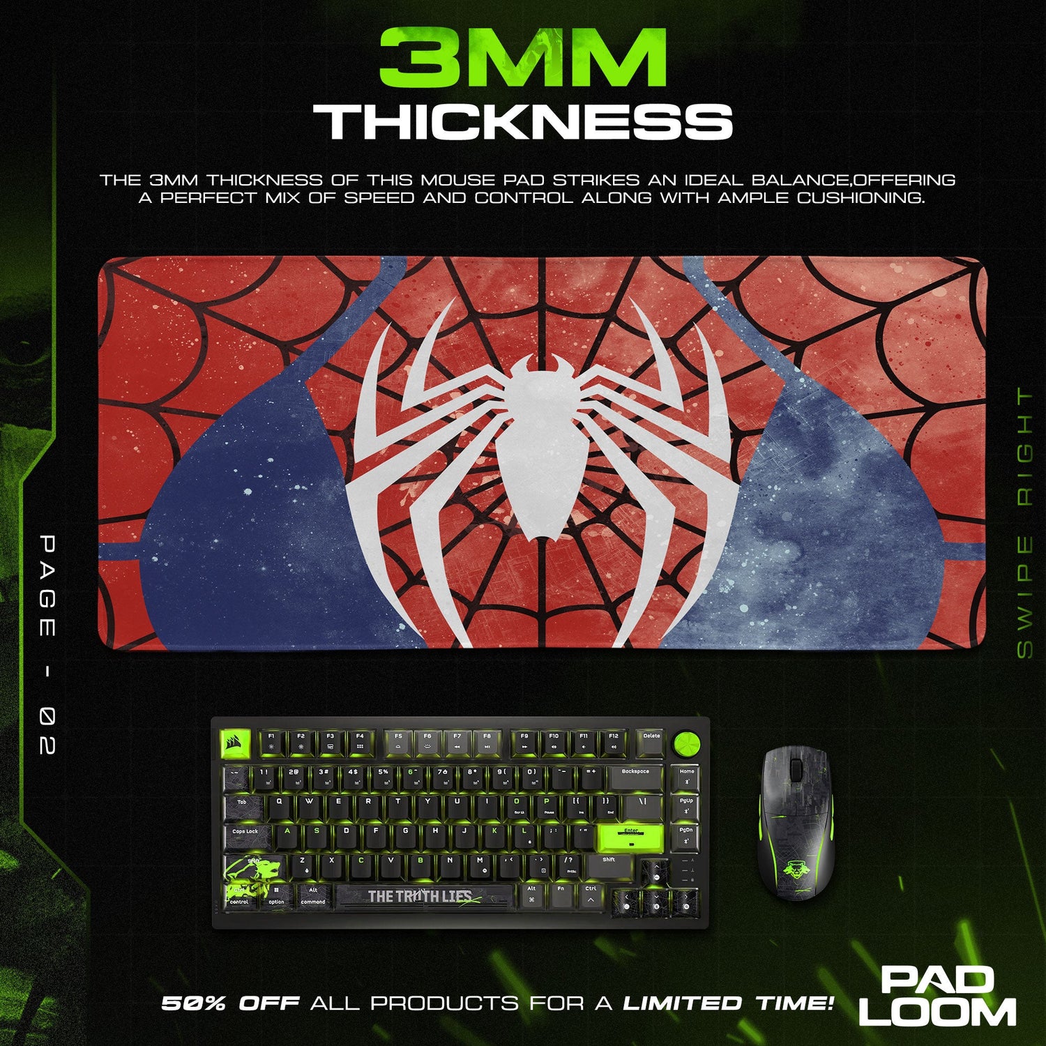 Spider-Man Web Emblem Mouse Pad, Cartoon Gaming Desk Mat Padloom
