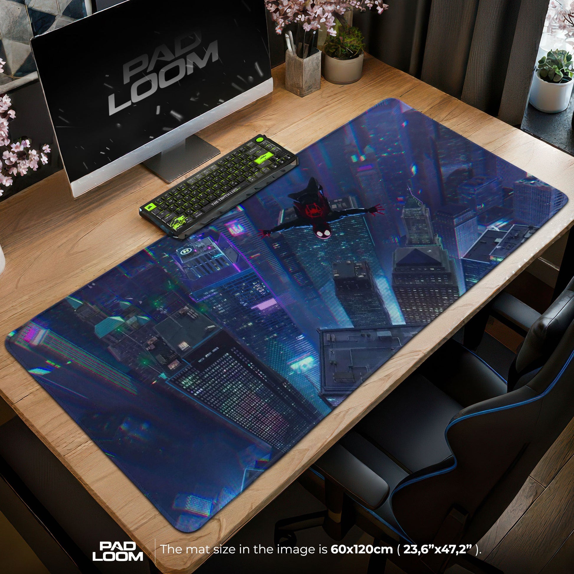 Spider-Verse City Dive Mouse Pad - Neon Skyline Gaming Desk Mat Padloom