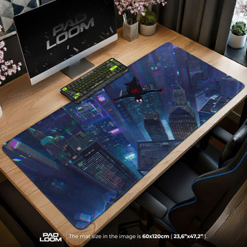 Spider-Verse City Dive Mouse Pad - Neon Skyline Gaming Desk Mat Padloom