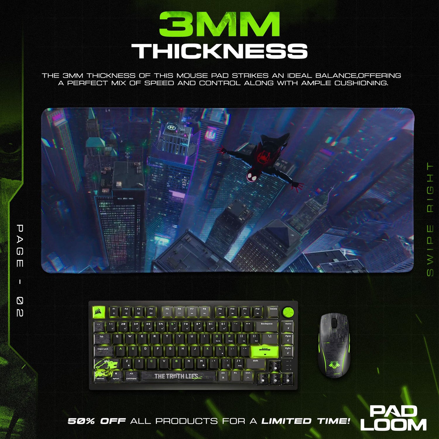 Spider-Verse City Dive Mouse Pad - Neon Skyline Gaming Desk Mat Padloom